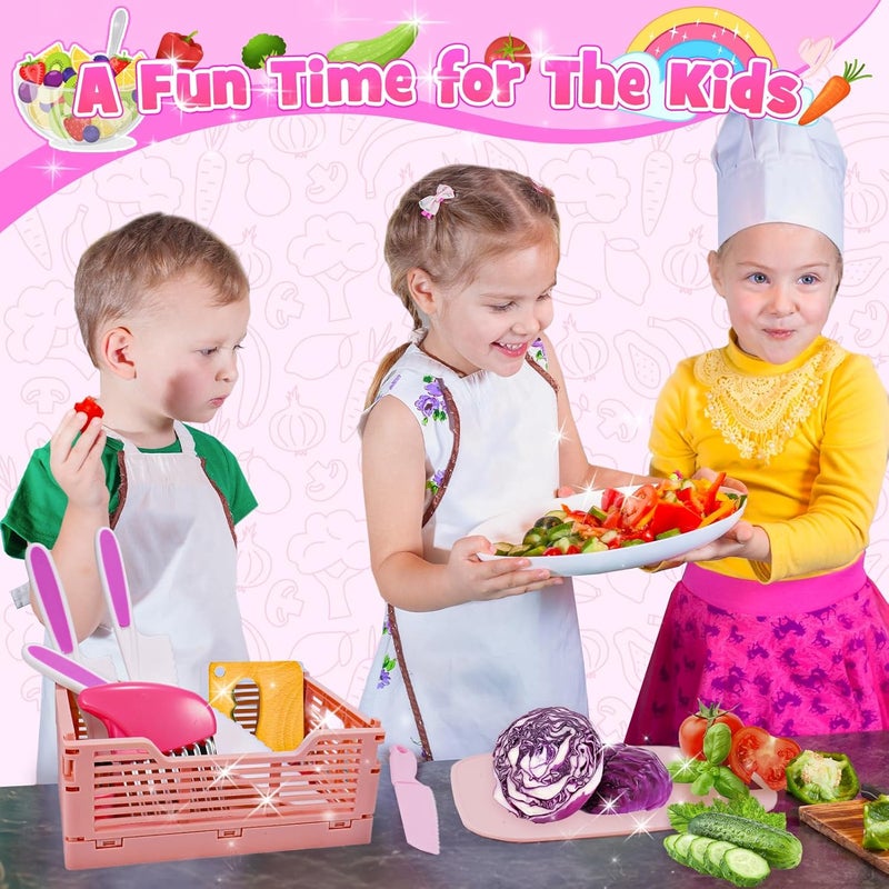 Windidi Kids Kitchen Knife Set for Real Cooking & Basket,Montessori Toys for 3 4 5 6 7 8 9 10 Year Old Girls Birthday Gifts, Toddler Knife Set, Toddler Kitchen Tools - Image 5